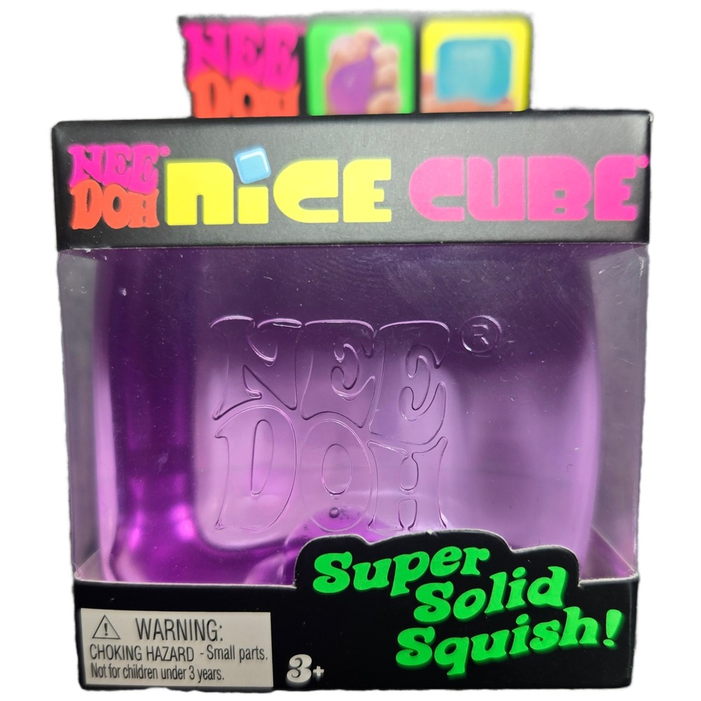 Schylling NeeDoh Nice Cube Purple Super Solid Squish Fidget Toy Sensory Stress